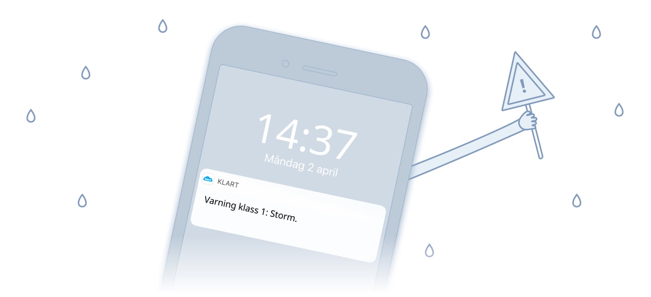 Vädervarningar i Klarts app