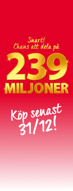 Postkodlotteriet 25-28 dec 2025 - Dagsvy - Postkodlotteriet 239 miljoner, 25-28 dec