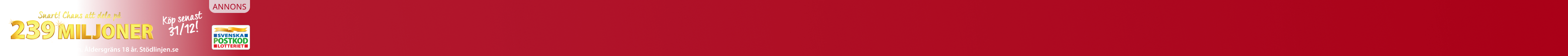 Postkodlotteriet 25-28 dec 2025 - Dagsvy - Postkodlotteriet 239 miljoner, 25-28 dec